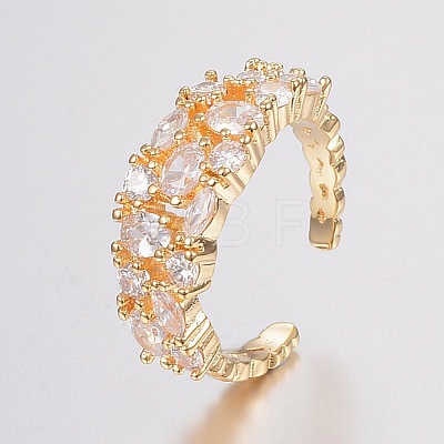 Adjustable Brass Micro Pave Clear Cubic Zirconia Finger Rings RJEW-H122-23G-18mm-1