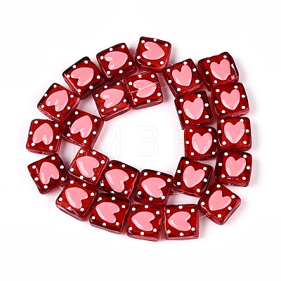 Handmade Spray Painted Lampwork Beads LAMP-N035-02G-1
