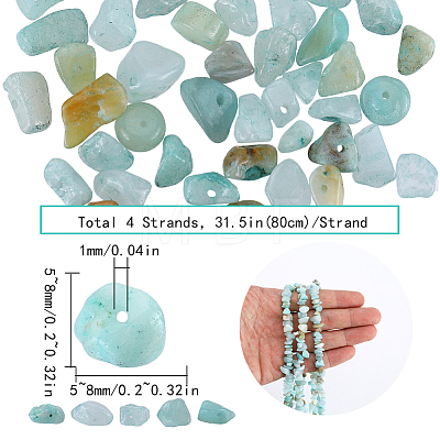SUNNYCLUE 4 Strands Natural Amazonite Chip Beads Strands G-SC0002-66-1