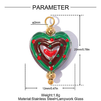 304 Stainless Steel with Glass Pendants GL-OY001-03G-02-1