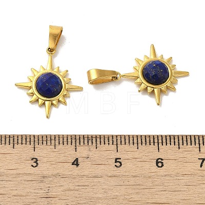 Natural Lapis Lazuli Faceted Sun Pendants STAS-P361-02G-01-1