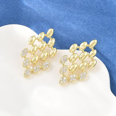Brass Micro Pave Cubic Zirconia Stud Earrings PR-CBACDF6-03G-1