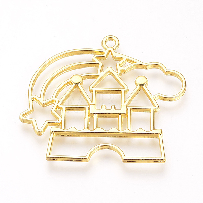 Alloy Open Back Bezel Pendants LS-PALLOY-R098-10G-1