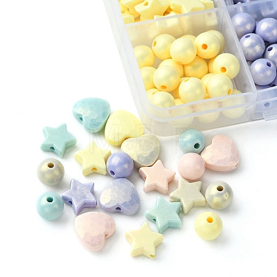 325Pcs Spray Painted Acrylic Beads MACR-YW0002-55-1