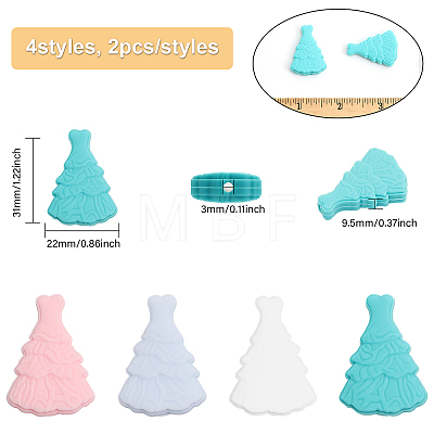 8Pcs 4 Colors Silicone Beads SIL-CA0002-34-1