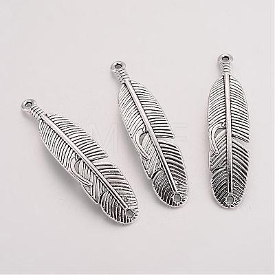 Tibetan Style Alloy Feather Pendants TIBEP-Q043-326-RS-1