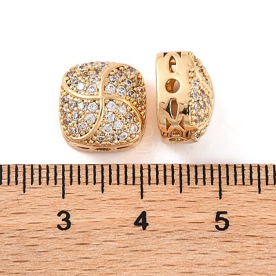 Brass Micro Pave Clear Cubic Zirconia Beads KK-S389-25G-1