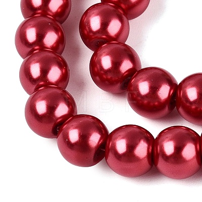 Baking Paint Pearlized Glass Pearl Round Bead Strands X-HY-Q330-8mm-51-1