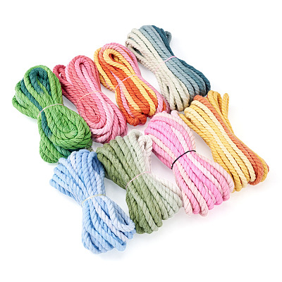8 Bags 8 Colors 3-Ply Round Cotton Twisted Cord OCOR-TA0003-82A-1