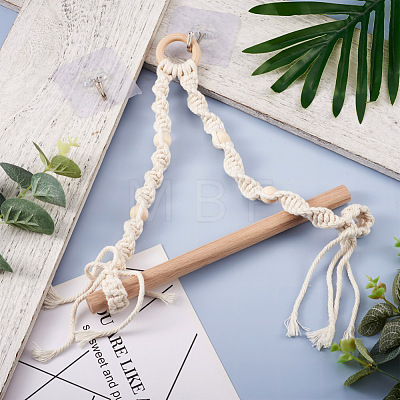 Crafans 3Pcs 3 Styles Handmade Cotton with Polyester Rope Woven and Wooden Toilet Paper Holder HJEW-CF0001-10-1
