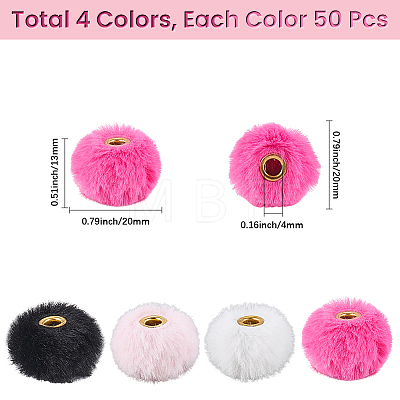 200Pcs 4 Colors Velvet Imitation Rabbit Fur European Beads FIND-SC0022-89-1