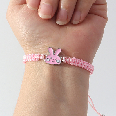 Easter Adjustable Alloy Enamel Link Polyester Cord Braided Bracelets WGB2890-02-1