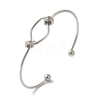 Non-Tarnish Ion Plating(IP) 304 Stainless Steel Open Cuff Bangles for Women BJEW-Z071-02P-1