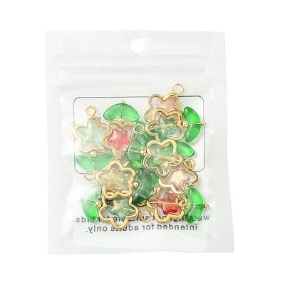 10Pcs 5 Colors Flower Glass Pendants PALLOY-FS00078-1