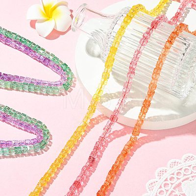 5 Strands 5 Colors Crackle Transparent Glass Beads Strands GLAA-CJ0003-04-1