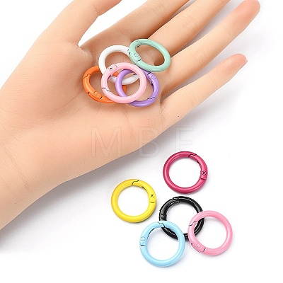 10Pcs 10 Colors Spray Painted Eco-Friendly Alloy Spring Gate Rings FIND-YW0002-27-1