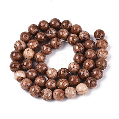 Natural Wood Lace Stone Wooden Jasper Beads Strands G-T143-30A-03-1