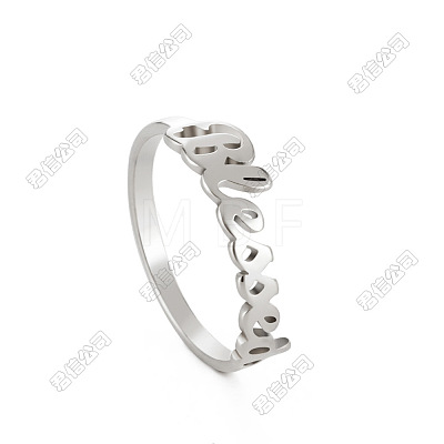 Word Blessed Stainless Steel Finger Rings for Women WG5CA7C-01-1