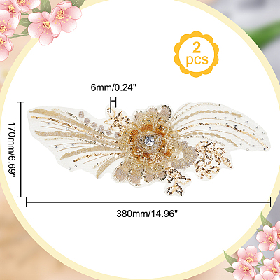 3D Flower Organgza Polyester Embroidery Ornament Accessories PATC-WH0008-03B-1