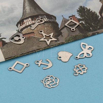 Mixed Shapes 201 Stainless Steel Pendants STAS-R071-25-1