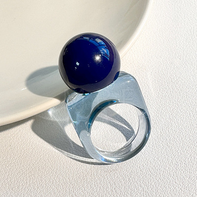 Resin Round Bead Finger Rings FS-WG38F74-10-1