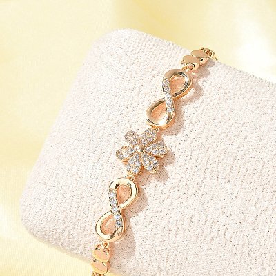 Brass Micro Pave Cubic Zirconia Chain Bracelets KK-R217-43G-1