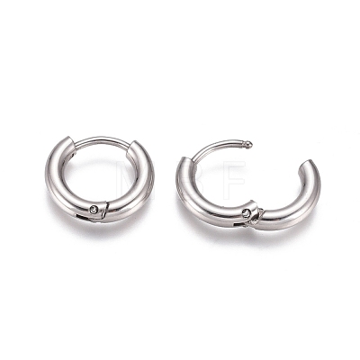304 Stainless Steel Huggie Hoop Earrings EJEW-G272-01-8mm-P-1