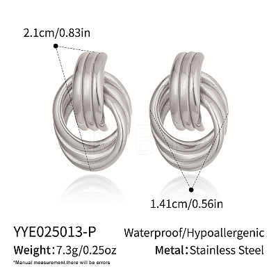 Fashion 304 Stainless Steel Knot Stud Earrings FJ5569-2-1