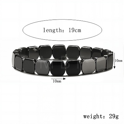 Synthetic Non-magnetic Hematite Beads Stretch Bracelets for Men PZ7053-7-1