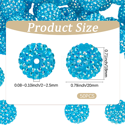 50Pcs Resin Rhinestone Beads RESI-PA0001-45C-1