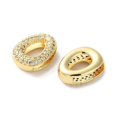 Rack Plating Brass Micro Pave Cubic Zirconia Slide Charms KK-C084-34G-O-1