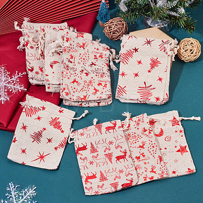 20Pcs 4 Styles Christmas Theme Cotton Fabric Cloth Bags ABAG-TA0002-04A-1