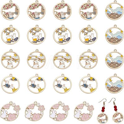 24Pcs 6 Style Easter Alloy Enamel Pendants FIND-CA0006-11-1