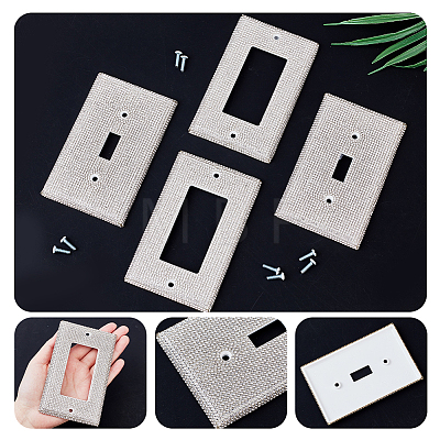 AHADEMAKER 4 Sets 2 Style Plastic Rhinestone Receptacle Outlet Wall Plate AJEW-GA0005-41-1