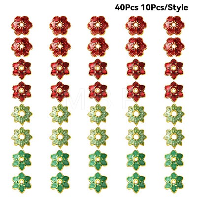 40Pcs 4 Styles Alloy Enamel Beads Caps ENAM-YW0003-97-1
