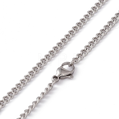 201 Stainless Steel Curb Chain Necklace for Men Women NJEW-P268-A37-1X5-1