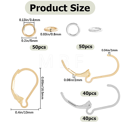 80Pcs 2 Color 304 Stainless Steel Leverback Earring Findings STAS-SP0001-19-1