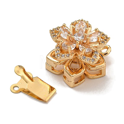 Brass Micro Pave Clear Cubic Zirconia Box Clasps KK-U037-35G-1