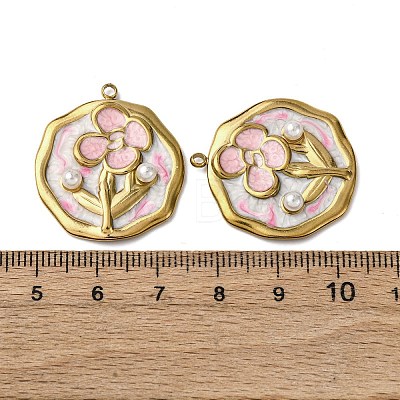 304 Stainless Steel Enamel Pendants STAS-P406-26C-G-1