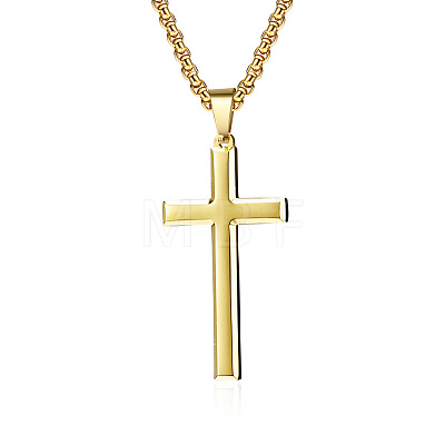 Stainless Steel Cross Pendant Unisex Necklaces TQ5525-1-1