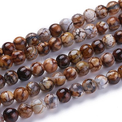 Dyed Natural Crackle Agate Bead Strands X-G-K414-6mm-01-1