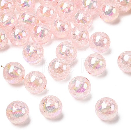 AB Color Transparent Crackle Round Acrylic Beads CACR-S006-01-1
