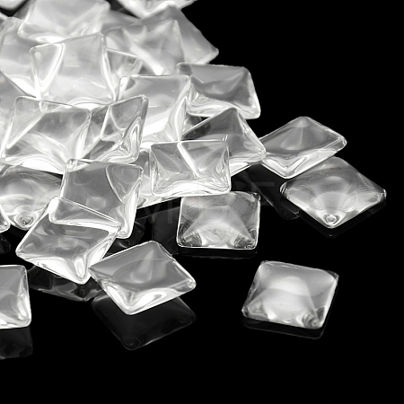 Transparent Clear Glass Square Cabochons GGLA-A001-20mm-1