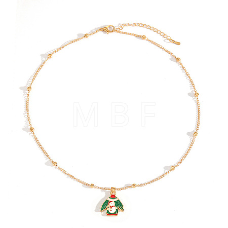 Christmas Zinc Alloy Enamel Pendant Necklaces FS-WG170EE-05-1