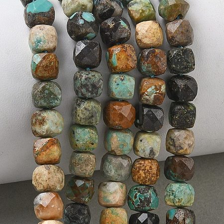 Natural African Turquoise(Jasper) Beads Strands G-L651-D02-6x6mm-1