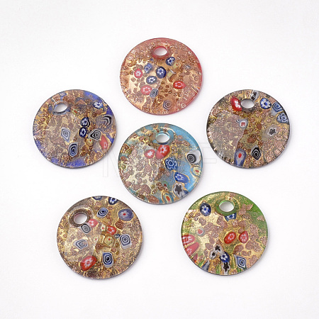 Handmade Gold Sand Lampwork Pendants LAMP-S189-12-B-1