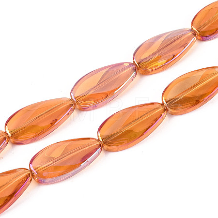Electroplate Transparent Glass Beads Strands EGLA-N055-02E-1