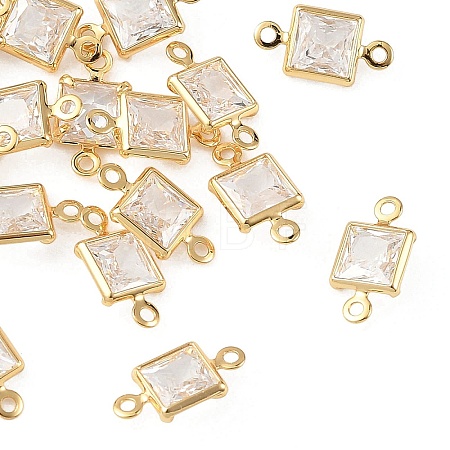SHEGRACE Brass Pave Cubic Zirconia Square Connector Charms XGRQ2O831-440A-G-1