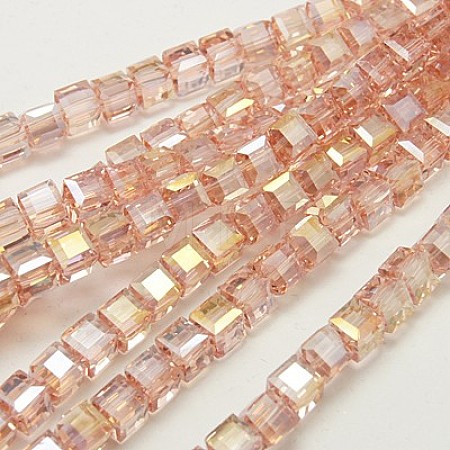 Electroplate Glass Beads Strands X-EGLA-D018-8x8mm-69-1