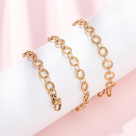 304 Stainless Steel 6MM Ring Link Chain Necklaces NJEW-P343-01A-G-1